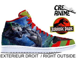 Air Jordan 1 Jurassic Park custom sneakers (hand painted) personalized shoes