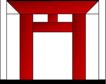 Japanese Torii Gate paper pieced quilt block pattern downloadable PDF