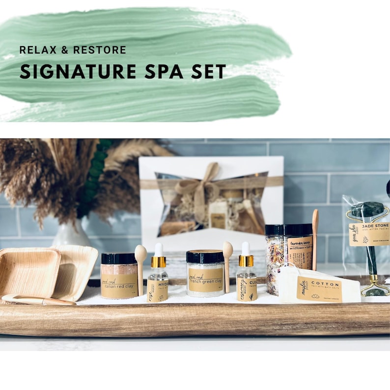 Set de regalo de spa para propuesta de dama de honor / Mascarillas de arcilla natural / Rodillo de jade / Sales de baño florales imagen 1