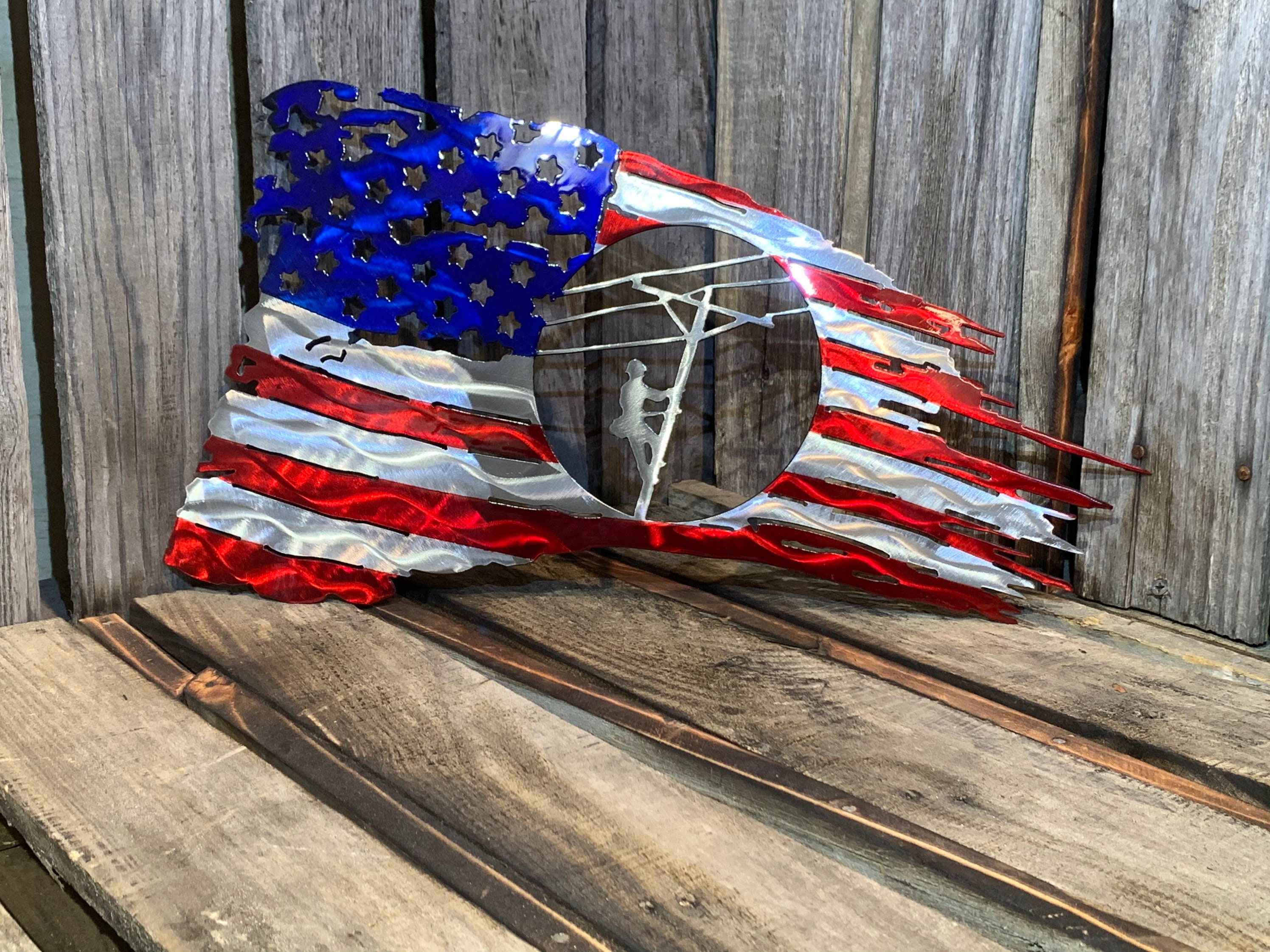 Lineman Tattered Flag Etsy Canada