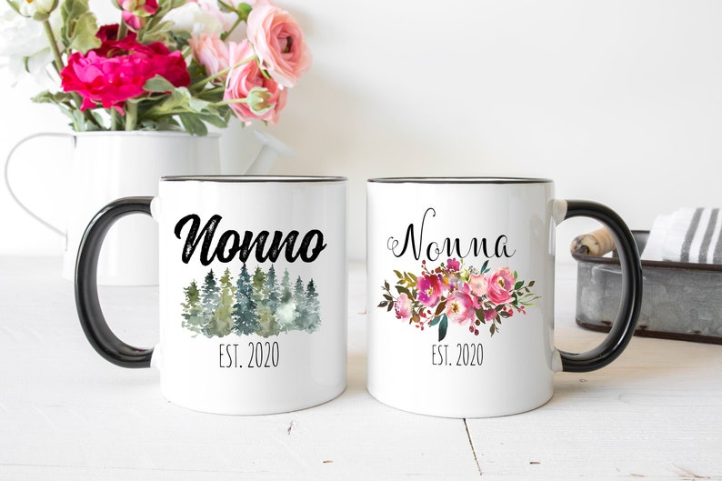 Nonno and Nonna Mug Set Pregnancy Announcement Grandparents Etsy