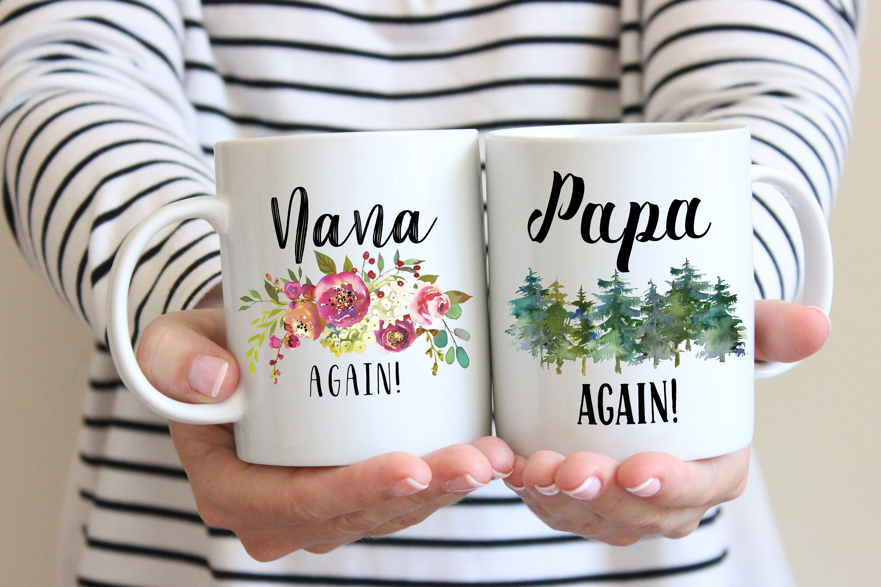 Nana and Papa Again Mug Set Pregnancy Announcement for | Etsy