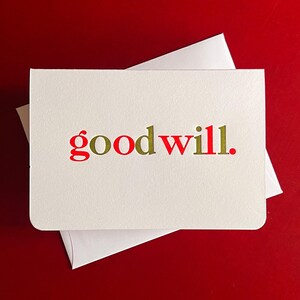Goodwill. vakantiekaart met boekdruk