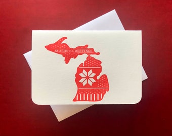 Season's Greetings from Michigan letterpress-printed holiday card