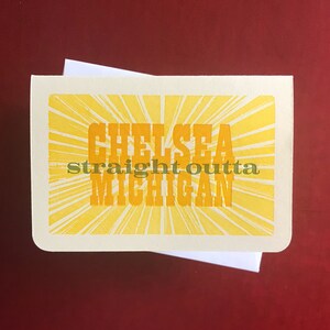 Carte imprimée typographique Straight Outta Chelsea Michigan