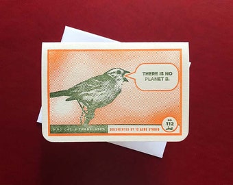 Bird Call Translation 3 letterpress-printed card