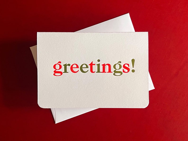 Greetings letterpress-printed holiday card image 1