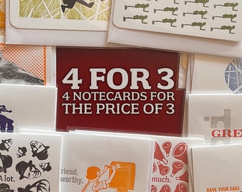 Any 4 Letterpress Notecards for the price of 3