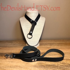 Leather Choke Collar With Matching Leash In Black Essex Super Soft Horween Leather Pretty, Functional, Durable BKE-BE image 2