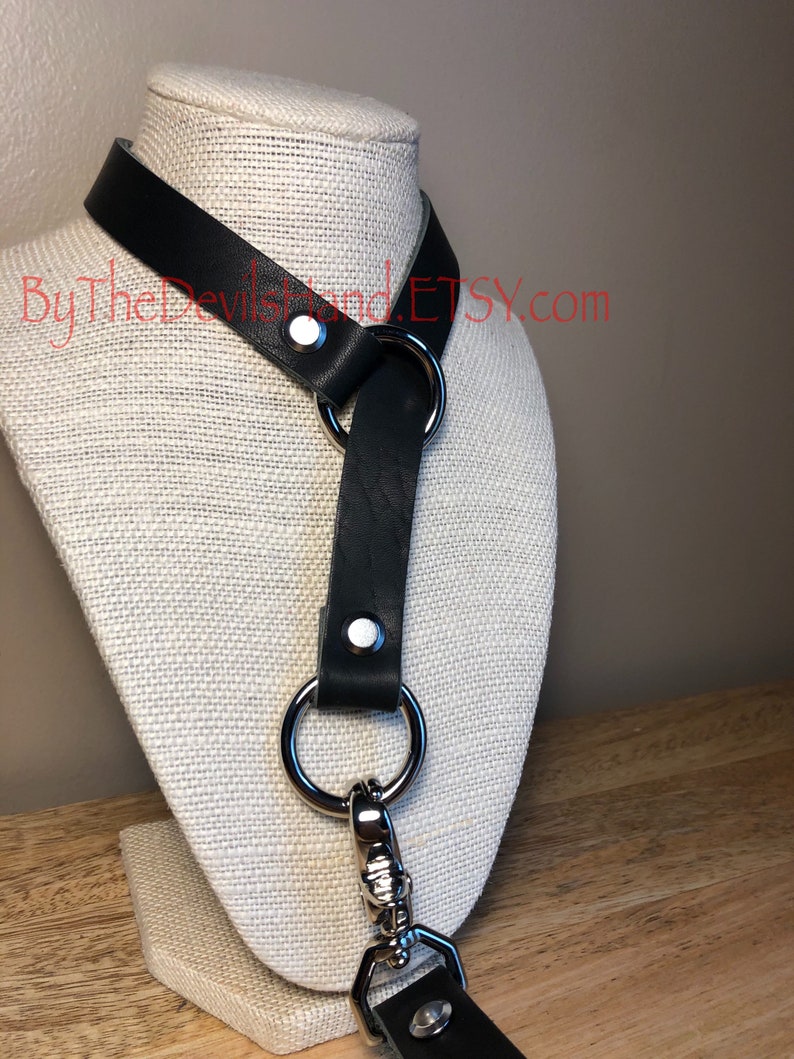 Leather Choke Collar With Matching Leash In Black Essex Super Soft Horween Leather Pretty, Functional, Durable BKE-BE image 7