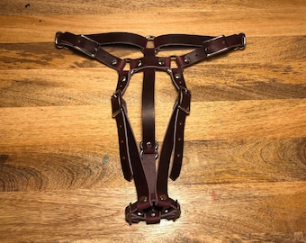 Massage Wand Harness Horween Cavalier Plum Purple Leather: Adjustable Fit  - Hitachi, Doxy, Lelo; All Similar Compatible.