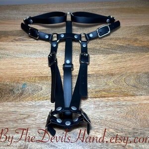 Hitachi Wand Harness Made Of Waterproof Vegan Equestrian Strap Black - (wand not included) (ESB-BE)