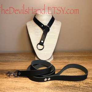 Leather Choke Collar With Matching Leash In Black Essex Super Soft Horween Leather Pretty, Functional, Durable BKE-BE image 6