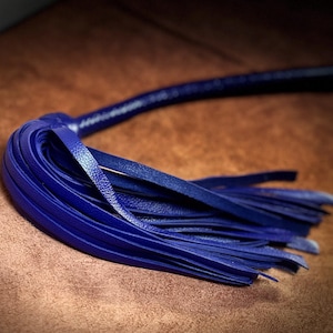 Lollipop Flogger - Long Handle Cyrus Purple - Lush Rich Color Leather - 34 Inches