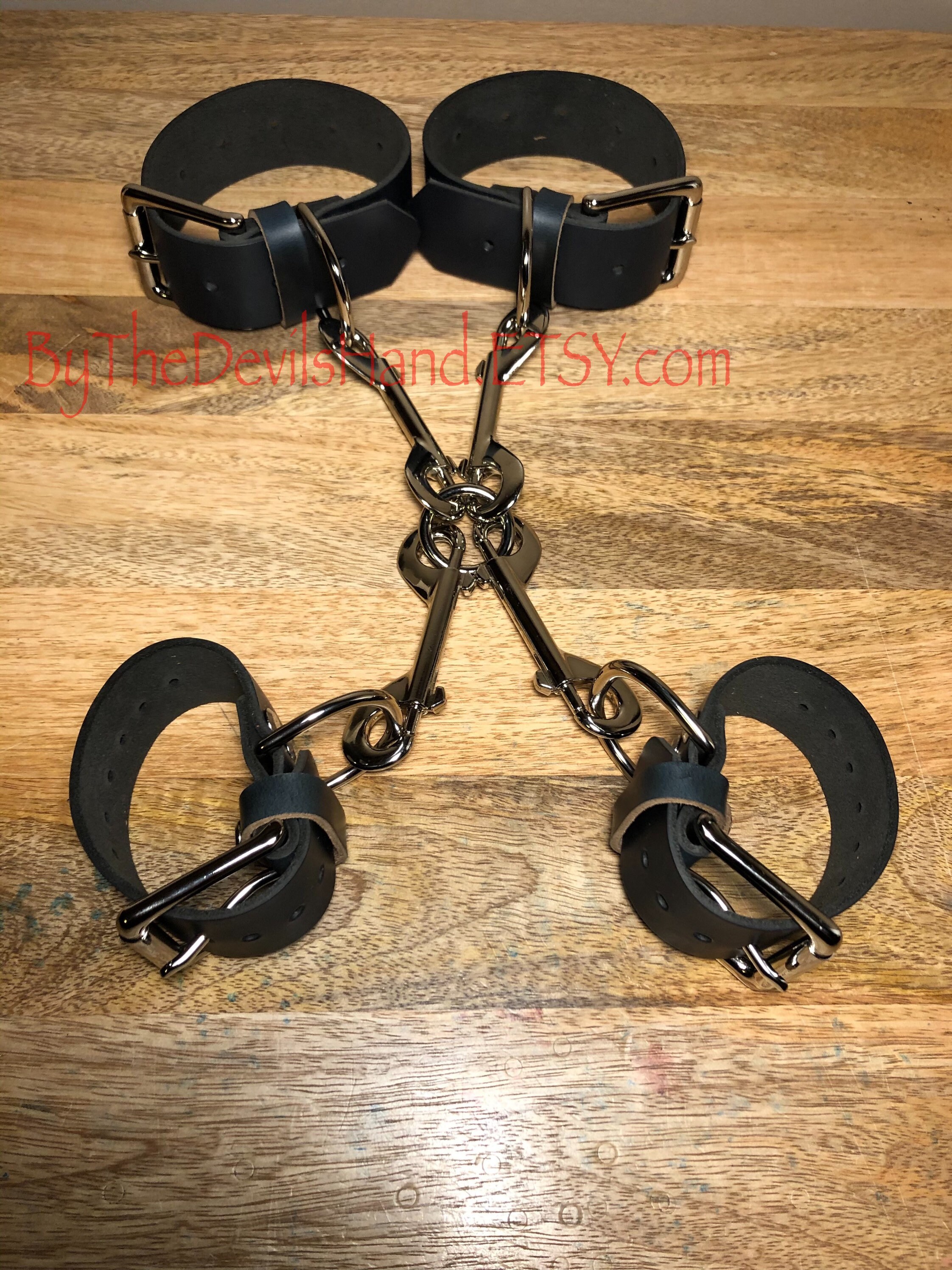 Custom Hand Restraints Wrist and Ankle Restraint Set - Handmade Horween Navy Chromexcel ...