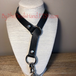 Leather Choke Collar With Matching Leash In Black Essex Super Soft Horween Leather Pretty, Functional, Durable BKE-BE image 4