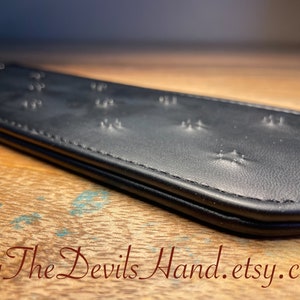 Black Leather Vampire Paddle - Small Sharp Teeth