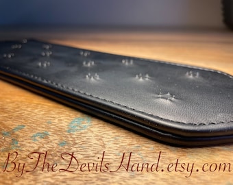 Black Leather Vampire Paddle - Small Sharp Teeth