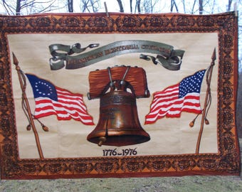 American Bicentennial 1776-1976 Tapestry, Vintage, Wall Hanging, 59" x 40"