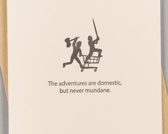 Domestic Adventures (#LN-DOMK) - Letterpress Greeting Card - Love / Anniversary / Romance / Valentine