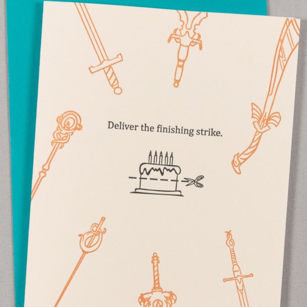 Deliver the finishing strike (#BD-FINB) - Geek & Nerd themed letterpress birthday greeting card