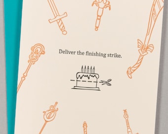 Deliver the finishing strike (#BD-FINB) - Geek & Nerd themed letterpress birthday greeting card