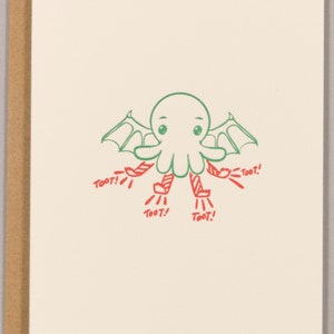 Cthulhu Party Horns (#BD-CHHK) - A Lovecraftian birthday / celebration / new year / wedding greeting card