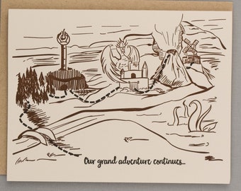 Grand Adventure (#LD-FGAK) Letterpress Greeting Card - Geek Love, Nerd Romance, D20 Anniversary