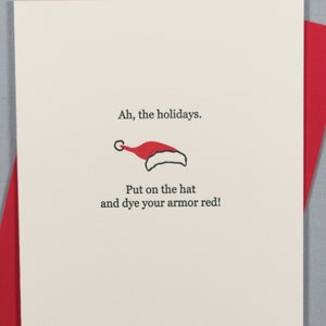 Dyed Red Armor (#HD-DYAR) D20 / RPG Letterpress Greeting Card - Holiday / Christmas  / Xmas Themed