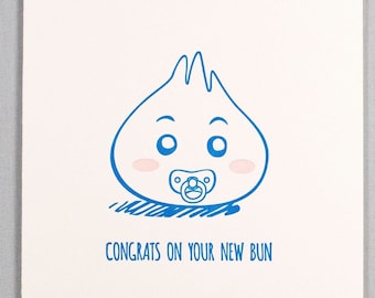Congrats on your new bun (#PA-BUNB) Expecting card, New Baby, baby shower, Letterpress Greeting Card