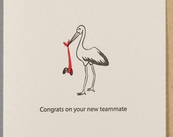 New Teammate (#PA-NTMK) - Gamer baby letterpress card - New Baby / Adoption / Baby Shower / Expecting
