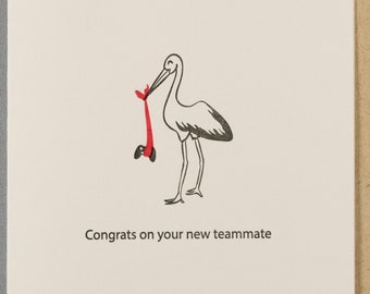 New Teammate (#FA-NTMK) - Gamer baby letterpress card - New Baby / Adoption / Baby Shower / Expecting