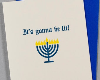 It's gonna be lit! (HA-GBLN) - Hanukkah / Chanukah letterpress greeting card