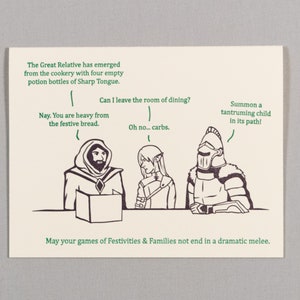 Festivities & Families Dramatic Melee (#HD-FNFK) a d20 / geeky / nerdy letterpress holiday greeting card
