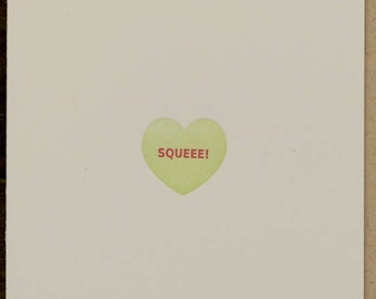Squee! (#LN-SQEK) Letterpress Greeting Card - Love / Anniversary / Valentine / Relationship