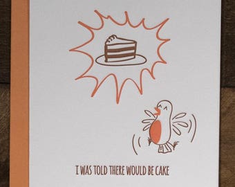 Motivated by cake (#BD-MBCO) - Letterpress Birthday Greeting Card, Funny birthday, funny bird theme