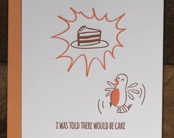 Motivated by cake (#BD-MBCO) - Letterpress Birthday Greeting Card, Funny birthday, funny bird theme