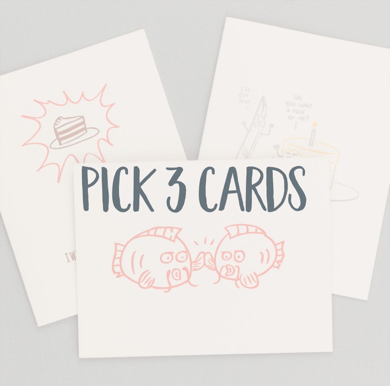 Pick any 3 greeting cards, letterpress greeting card pack image 1