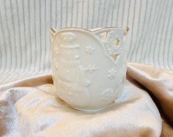 Lenox Merry Lights snowman tealight candle holder