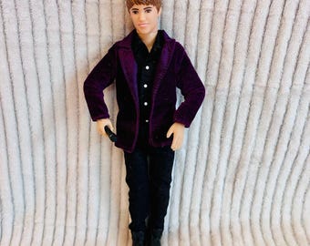 Vintage Singing Justin Bieber Doll Rare Purple Jacket