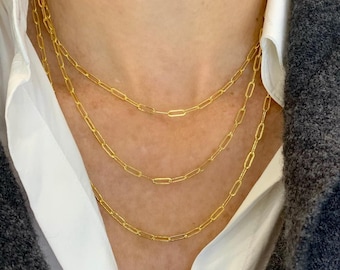 Gold Filled paper clip link necklace