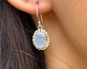 Sterling Oval Moonstone Earrings
