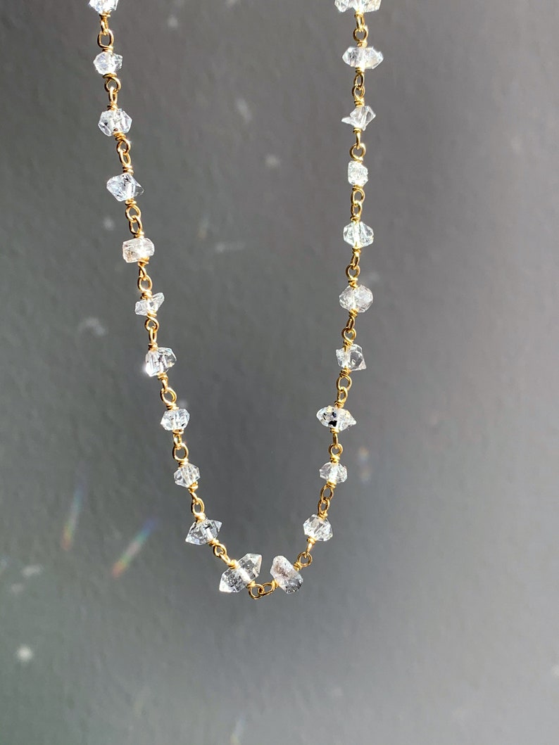 Sterling vermeil herkimer diamond quartz 18 necklace.