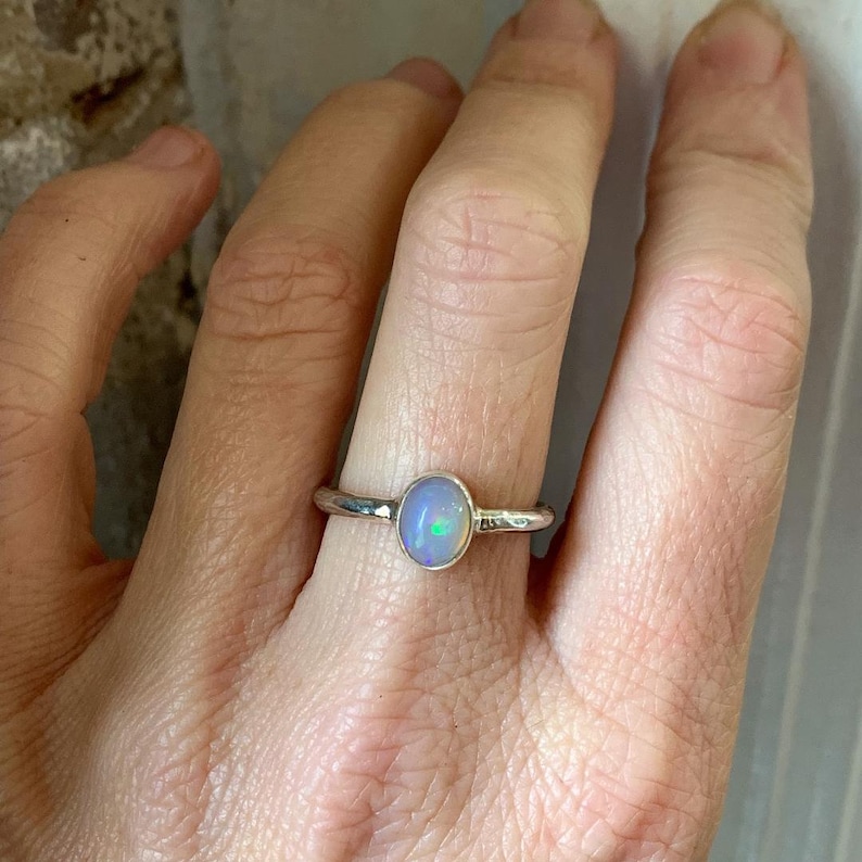 Sterling silver opal ring