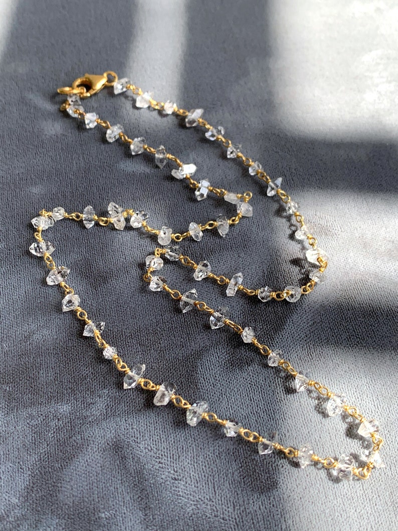 Sterling vermeil herkimer diamond quartz 18 necklace.