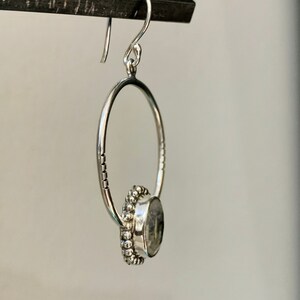 Sterling silver oval moonstone hoop earrings image 3