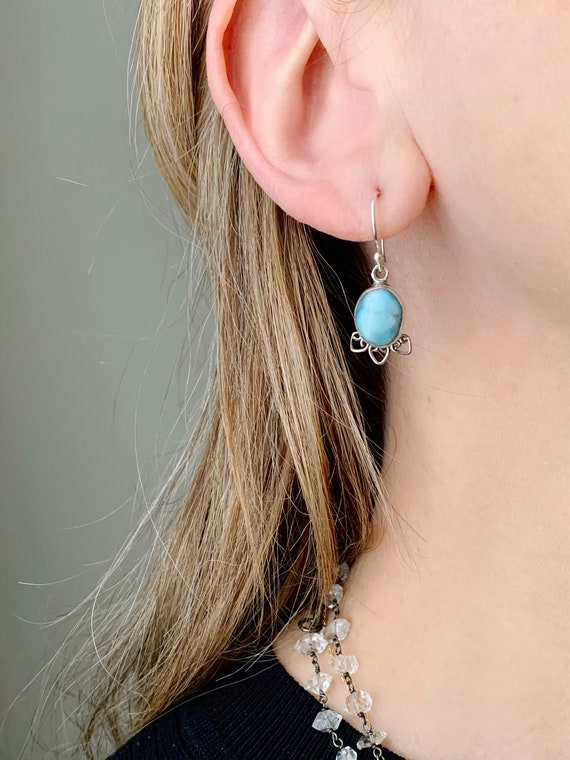 Larimar earrings shop etsy