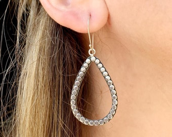 Sterling dot teardrop earring