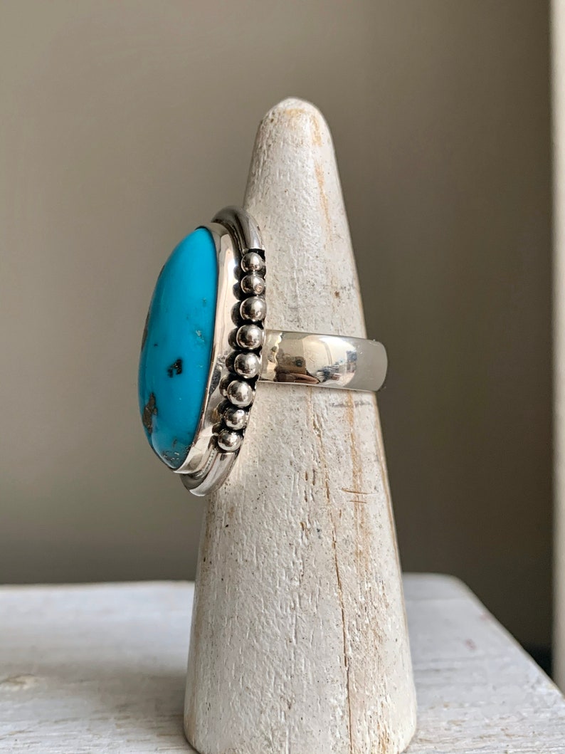 Sterling solver oval turquoise ring