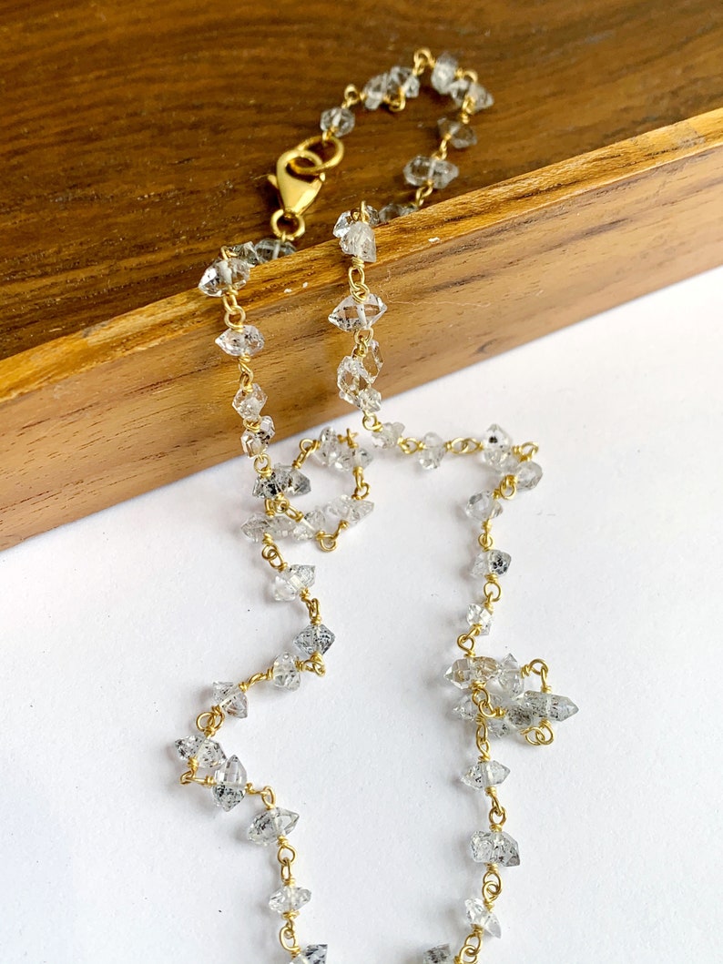 Sterling vermeil herkimer diamond quartz 18 necklace.